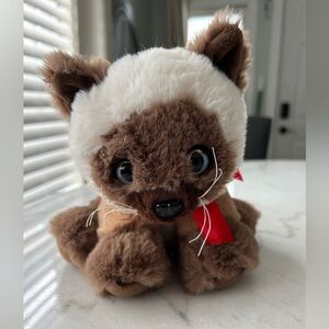 Adorable Brown and White Plush Cat